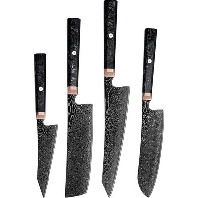 HARAHU Комплект кухненски ножове дамаск ry-38068 - черен kp38068 (ry-38068)