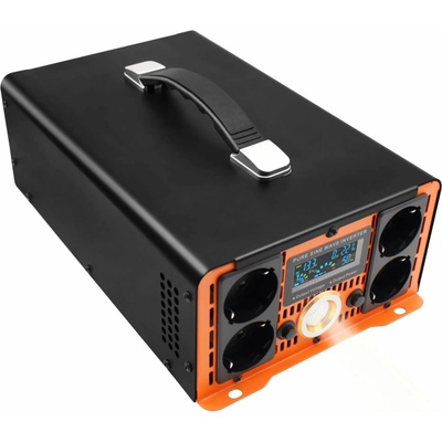 HOULI Power Inverter 24V/230V, 3000W/6000W, čistá sínusoida, 4 zásuvky HPGC0030U 24V/50Hz/230V/EU
