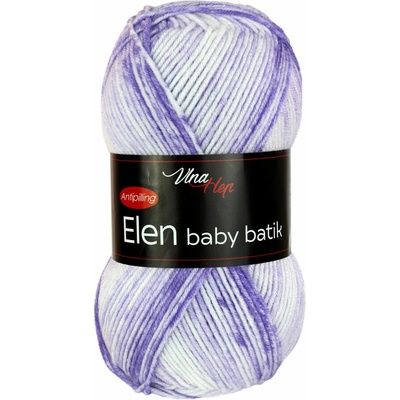 Vlna - Hep příze Elen baby batik 5115 bílá, fialová, modrá