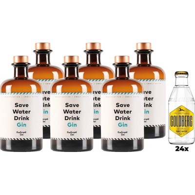 Save Water Drink Gin + 24 x Goldberg Tonic 41% (set 6 x 0,5 L, 24 x 0,2 L)