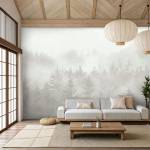 Art Gift Decor Фототапет мъглива гора с иглолистни дървета