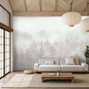 Art Gift Decor Фототапет мъглива гора с иглолистни дървета