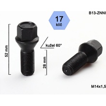 Kolový šroub M14x1,5x28 kužel, klíč 17, C17D28/B13-BLACK černý, výška 52