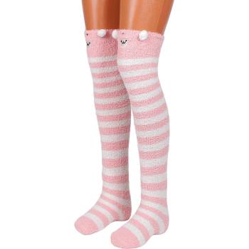 Image 1 of Дълги чорапи в бяло и розово с маймунка