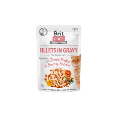 Brit Care Cat Fillets in Gravy with Tender Turkey & Savory Salmon 4 x 85 g