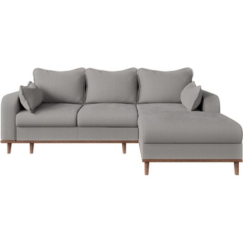 ROPEZ Светлосив ъглов диван от рипсено кадифе (десен ъгъл) Beata - Ropez (Beata Narożnik L z f.spania - Prawy tk. Fjord 08)