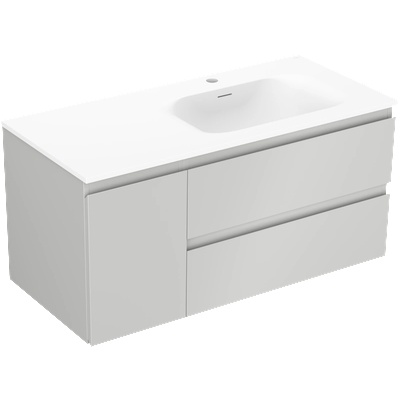 Orio Шкаф за баня 100 см с мивка Vela дясна, 2S, 1D, сив мат/бял мат (91A13-10047-3-BBFFF62-W23P01)