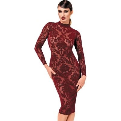 Рокля с отворен гръб и кадифена мрежа, размер L - Kink Royal Dress (NOIR000092)