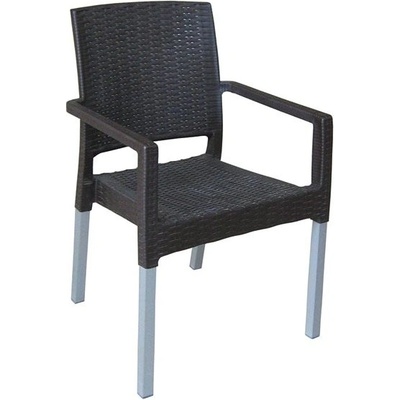 Mega Plast, plastová židle RATAN LUX (AL nohy), 88 x 56,5 x 56 cm, stohovatelná, wenge