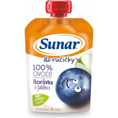 Sunar Do ručičky Čučoriedka a jablko 100% ovocia 4m+ 100 g