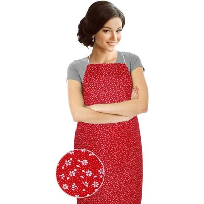Bellatex Kuchyňská zástěra Adéla červený kvítek 67x84 cm