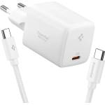 Spigen ee451eu essential мрежово зарядно с 1 порт 45 w + type-c кабел бяло (ach09473)