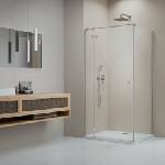 Radaway Правоъгълна душ кабина с люлееща се врата Radaway Essenza KDJ 100x120 см, матово никелово-прозрачно покритие, лява (1385040-91-01L+1384054-01-01)