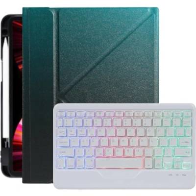 AppleKing puzdro s farebne podsvietenou klávesnicou a priestorom na Apple Pencil pre iPad 10,2" (2019-2021) / Air 3 (2019) / Pro 10,5" - Petrolejové