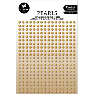 Sada perliček 336ks, 2 velikosti, Gold pearls Essentials nr.25 (SL) Studio Light SCRSL-ES-PEARL25