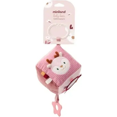 Miniland Висящо меко кубче с активности Miniland - Deer, розово (97373)