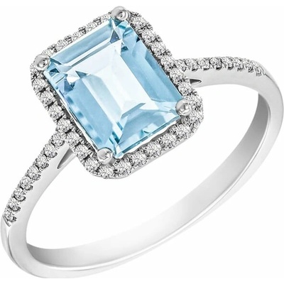 Eppi zlatý diamantový prsten s akvamarínem Oceane R30997