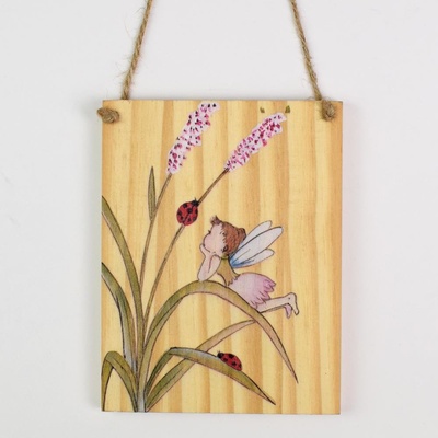 AKCIA! ZÁVES TABUĽKA VÍLA DREVO 13x10x1CM NATUR