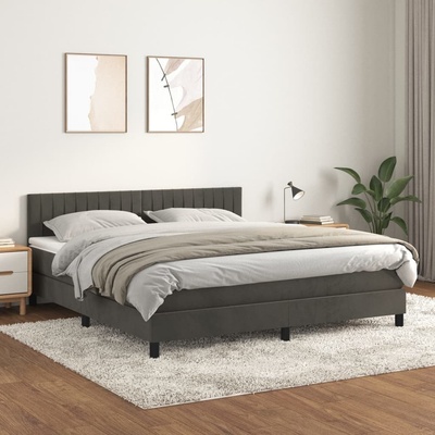Petrashop 3141438 boxspring postel s matrací tmavě šedá samet