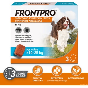 Frontline (Boehringer Ingelheim) Frontpro таблетки срещу бълхи и кърлежи L 68 мг 10-25 кг 1 ТАБЛЕТКА