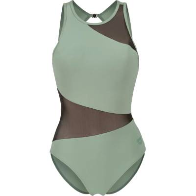 arena Дамски бански костюм Arena Women's Mesh Angle Swimsuit Vent Back B Swimsuit - Sage - размер 36 (EU) (150-5760-0412)