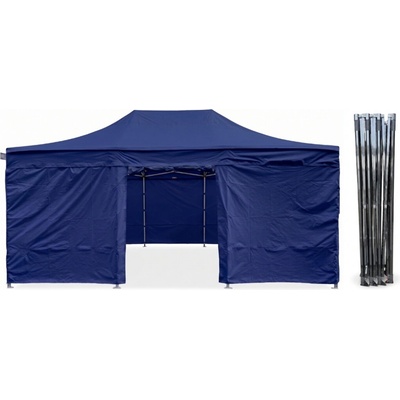 TENTino Nožnicový párty stan 4x6 m / 8 nôh STEEL HEXAGON 8A - MODRÁ