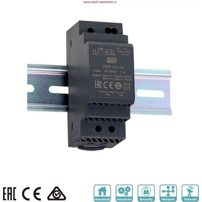 MEAN WELL MEANWELL - DDR-30G-12 Měnič DC/DC na DIN lištu