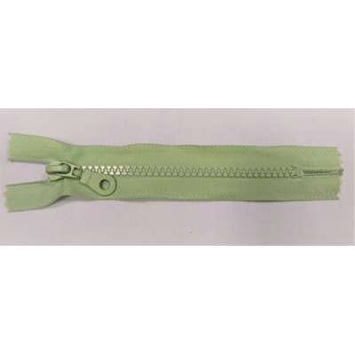 Zips kostený nedeliteľný 14cm / bledá zelená