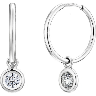 Tiami Kruhové náušnice s přívěskem Sweetie z bílého zlata s diamanty malé ESWW20001