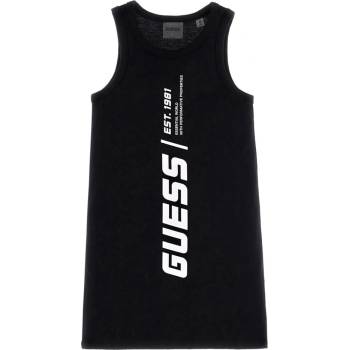 Guess Спортна рокля за момиче в черно с контрастен надпис Guess