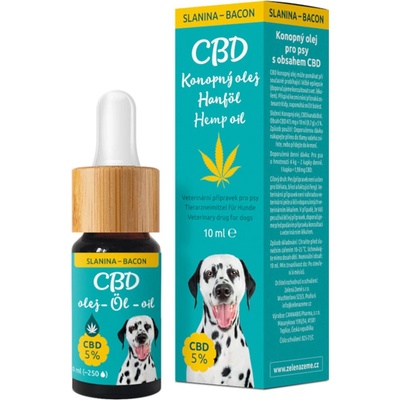 Zelená země CBD konopný olej s příchutí slaniny pro psy 5% 10 ml