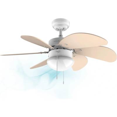 Cecotec ceiling fan EnergySilence 3600 Vision SunLight, 50 W, diameter 92 cm, lamp, 3 speeds, 6 reversible blades, summer/winter function, pull switch, white/yellow - 05963