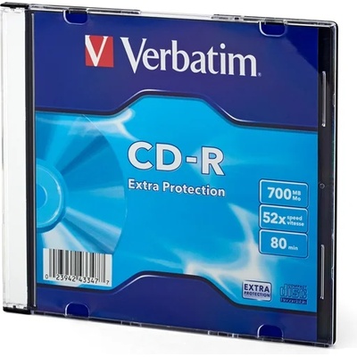 Verbatim CD-R, 700 MB, 52x, със защитно покритие, в тънка кутия (043347)