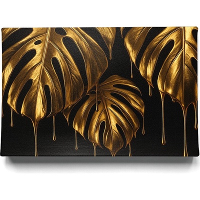 KRAFTHOUSE.EU Golden Drip Monstera – obraz na plátno Premium Canvas | 100% bavlna | Různé rozměry Velikost: 40 x 30 cm