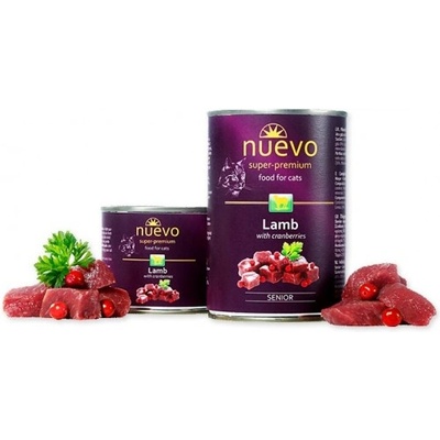 nuevo Cat Senior Lamb with Cranberries - консерва за възрастни котки с вкусно агнешко и боровинки, БЕЗ ЗЪРНО, 400 гр Германия