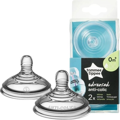 Tommee Tippee Биберони Tommee Tippee - Advanced Anti Colic, Slow 1 капкa, 0 m+, 2 броя (TT.0002)
