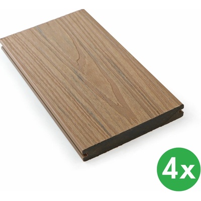 Terasová prkna WPC koextrudovaná, plný profil, 140 x 23 x 2850 mm teak 4 ks