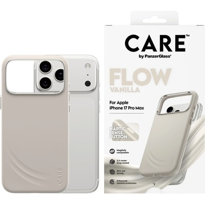 Panzer Гръб Care by PanzerGlass за iPhone 17 Pro Max, FLOW Case w haptic button - Vanilla
