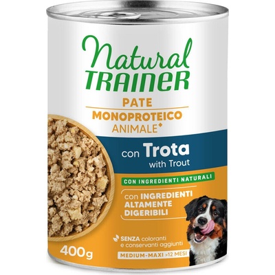 Natural Trainer Pate Monoproteico Medium & Maxi Adult pstruh a celozrnné obiloviny 6 x 400 g