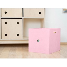 Benlemi Dřevěný úložný box DICE s čísly ve stylu hrací kostky 33x33x37 cm Jednička Růžový