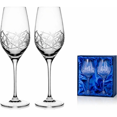 Bohemia Crystal sada 2 broušených sklenic na bílé víno brus Graffiti 380 ml
