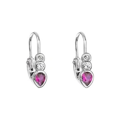 Evolution Group CZ Stříbrné dětské náušnice, růžové zirkony 11197.3 fuchsia