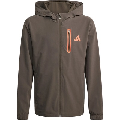 Adidas Детско яке за тренировка adidas Kid's Hooded Tech Woven Jacke Training jacket - Shadow Olive / Dusky Orange - размер 140 (EU) (704-6097-0312)