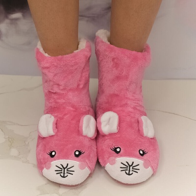 Mouse Cozy Detské plyšové ponožky ružové