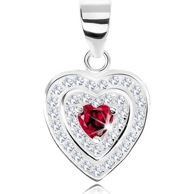 Šperky eshop Strieborný 925 prívesok, zirkónové srdce, dvojitý ligotavý lem SP70.16