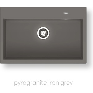 Pyramis Мивка с преливник Pyramis PYRAGRANITE ITHAKA 78X51 1B, МЕТАЛНО СИВО Мивка за вграждане