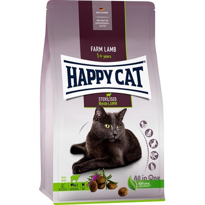 Happy Cat 10kg Happy Cat Стерилизирана суха храна за котки Adult пасищно агнешко