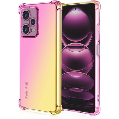 Pouzdro TopQ Xiaomi Redmi Note 12 Pro+ 5G Shock duhový růžovo-žlutý