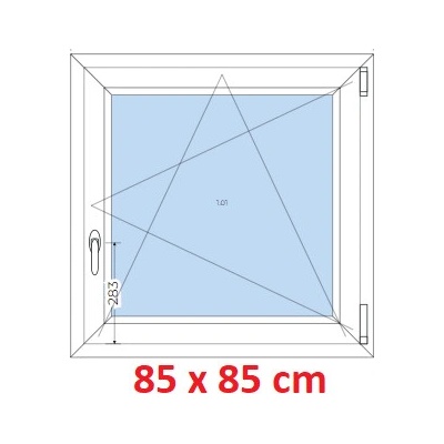 Soft Plastové okno 85x85 cm, otevíravé a sklopné, Antracit krupička/bílá, levé