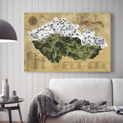 Stírací mapa Česka DELUXE XL - stříbrná